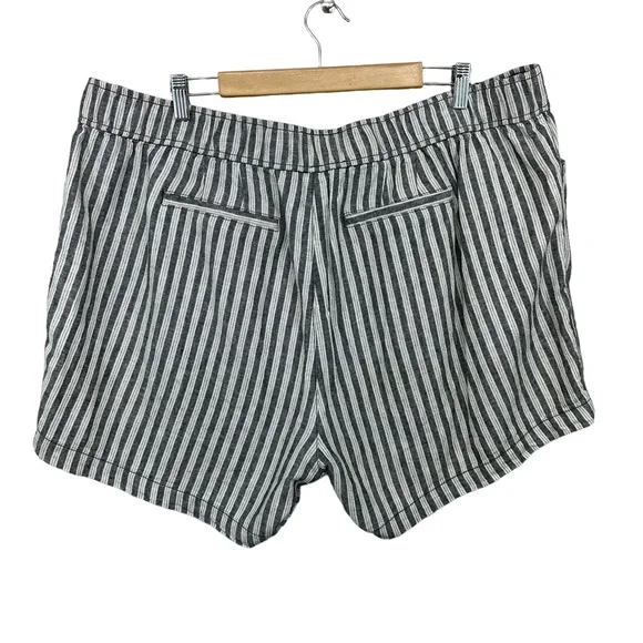 LANE BRYANT Shorts Plus 20 Stripes Linen Blend Stretch Waist Drawstring - Picture 2 of 8